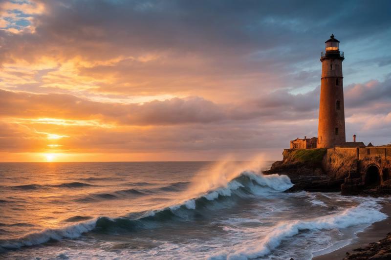 00004-Majestic ruined lighthouse on the coast waves crash.jpg